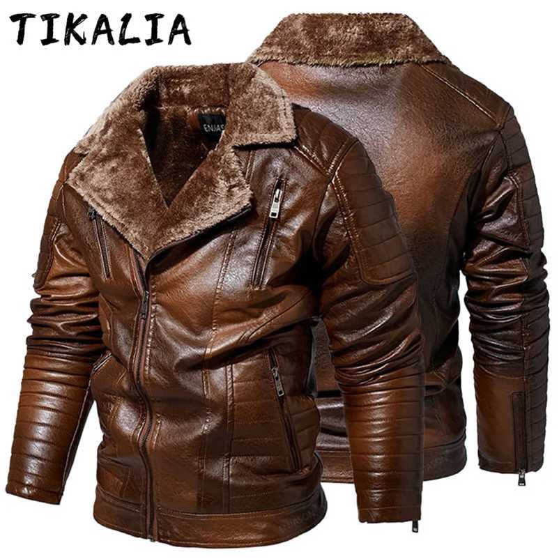 Punk Leather Jacket Mens Autumn Winter Biker Jacket Retro Style Vintage Faux Leather Jacket Men Turndown Fur Add Thick Warm Coat 211110, Red 
Punk Leather Jacket Mens Autumn Winter Biker Jacket Retro Style Vintage Faux Leather Jacket Men Turndown Fur Add Thick Warm Coat 211110, Red