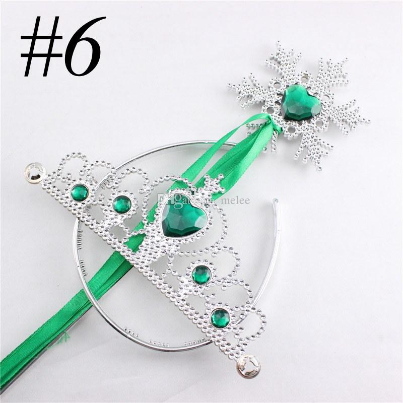 Snowflake ribbon wands crown 2pc set fairy wand girl Christmas party snowflake gem sticks magic wands headband princess crown tiara