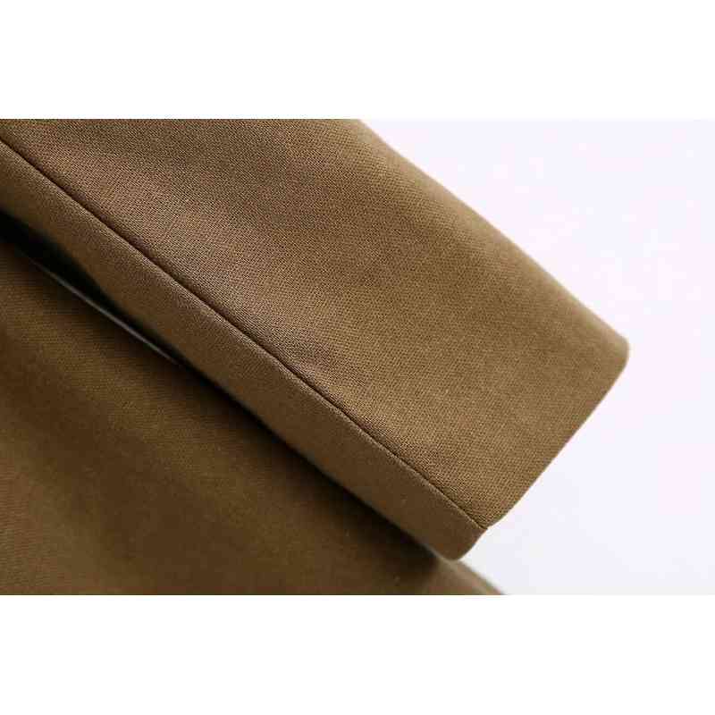 vintage women jackets autumn soft linen office laydies coats brown long blazer female jacket loose casual girls chic 210430