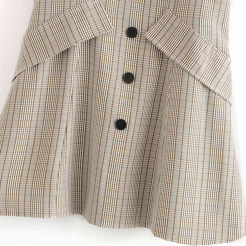 beauty Fashion Elegant Check Strapless Mini Dress Spring Autumn Office Lady Casual Short Woman 210514