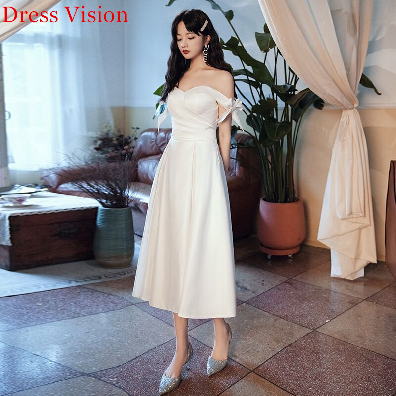 Satin Tea-length Wedding Dress Robe De Mariee Vestidos Robe De Soiree Formal Robe De Soiree Bride To Be suknia lubna, White
Satin Tea-length Wedding Dress Robe De Mariee Vestidos Robe De Soiree Formal Robe De Soiree Bride To Be suknia lubna, White