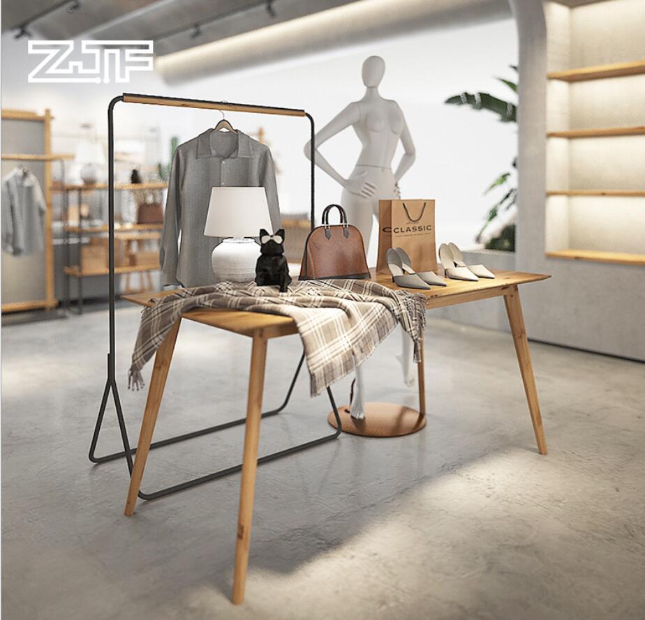 Clothing store display table Commercial Furniture water solid wood tables rectangular height displays Taichung Island D4