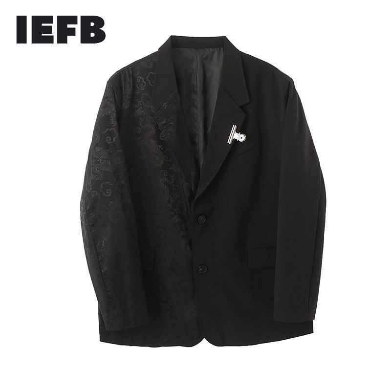 IEFB men's wear black chinese Dragon printted suit fashion spring male's personalized coat vintage blazers 9Y3295 210524