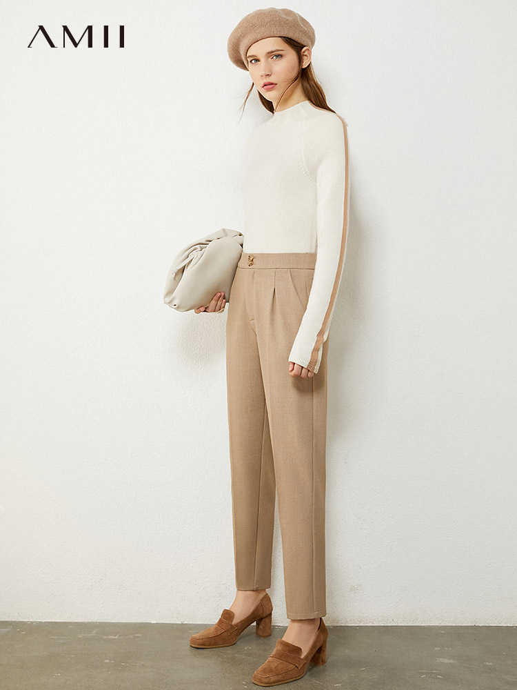 Minimalism Autumn Winter Causal Women's Pants Fashion High Waist OLstyle Ankel-length Female 12030431 210527