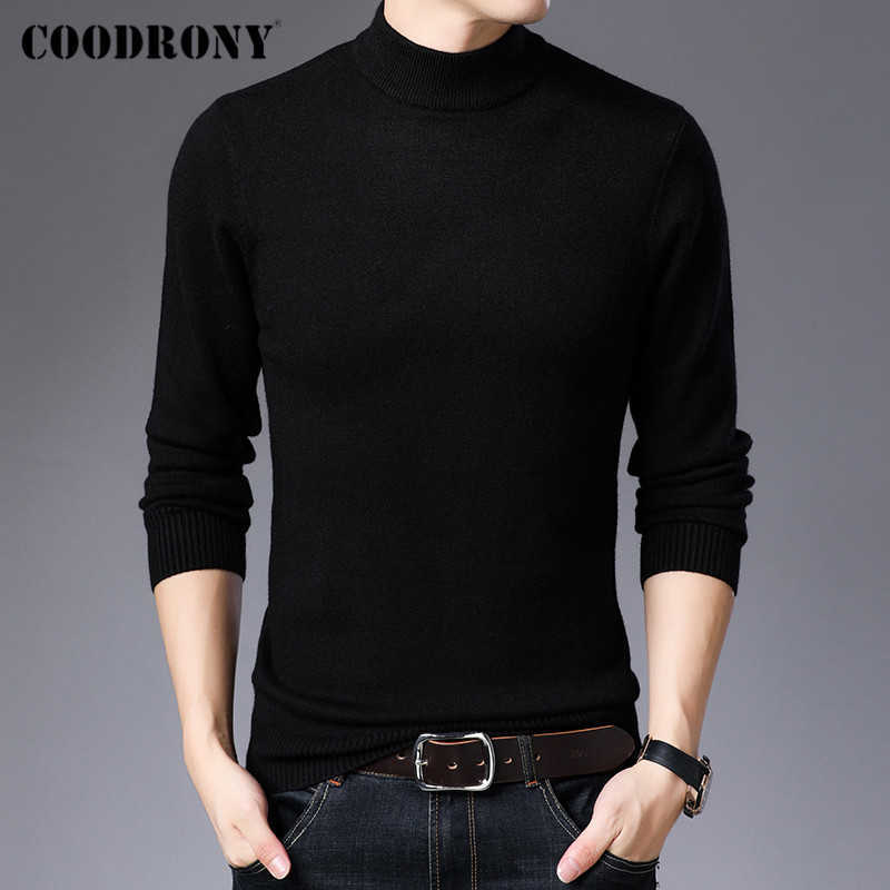 COODRONY Men Clothing Autumn Winter Arrivals Pure Color Casual Soft Knitted Thick Warm Turtleneck Sweater Pullover Men C2001 210818