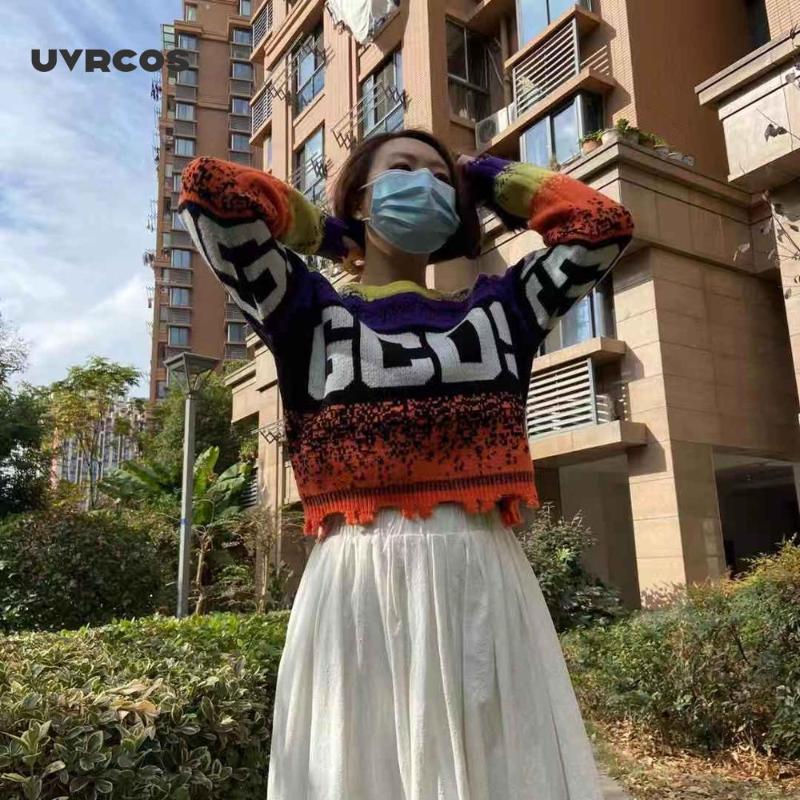 Women's Sweaters O-neck Letter Streetwear Women Autumn Casual Tassel Knitted Pullovers