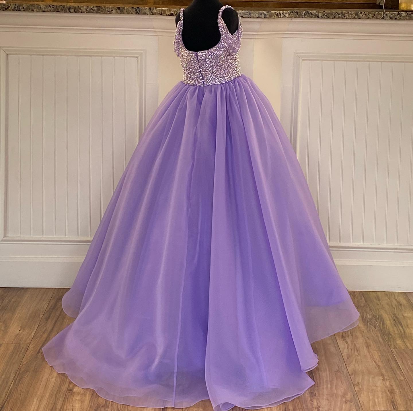 Light Sky-Blue Girl Pageant Dress 2026 Beading Pearls Bodice Organza Little Kids Birthday Straps Lavender Formal Party Wear Gowns Infant Toddler Teens
