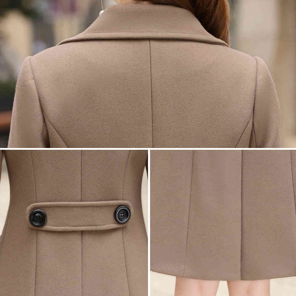 New Autumn Winter Woolen Women Jacket Coat High quality Long Slim Blend Outerwear Female Ladies Wool Coats Jacket Overcoat 200930