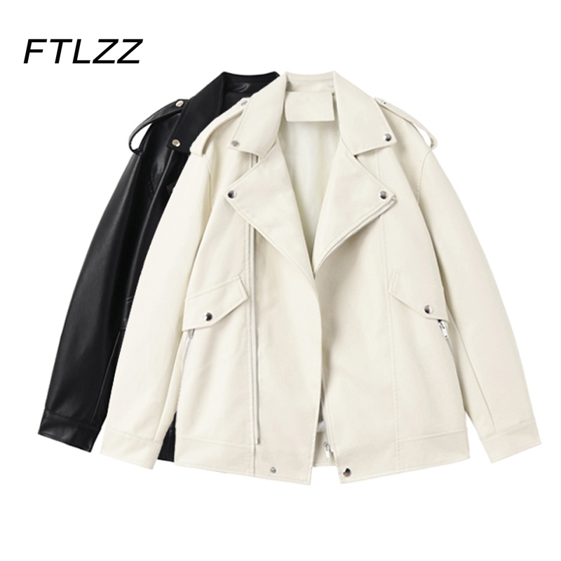 Women Loose Oversize Leather Jacket Spring Autumn Long Sleeve Biker Moto Coats Korean Punk Fall Outwear with Belt 210602, White
Women Loose Oversize Leather Jacket Spring Autumn Long Sleeve Biker Moto Coats Korean Punk Fall Outwear with Belt 210602, White