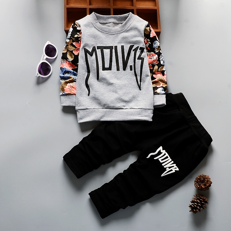 Baby Boys Clothes Spring Autumn Round Neck T-shirts Tops Long Pants Infant Clothing Set Casual Kids Bebes Sport Suits