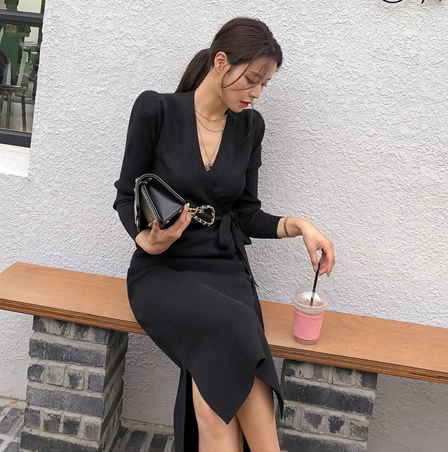 Women Knit Cardigans Skirts Sets Korea Elegant Sexy Lace UP Knitted Sweater Coats + High Waist Midi Skirt 2 Pieces Suits 210519