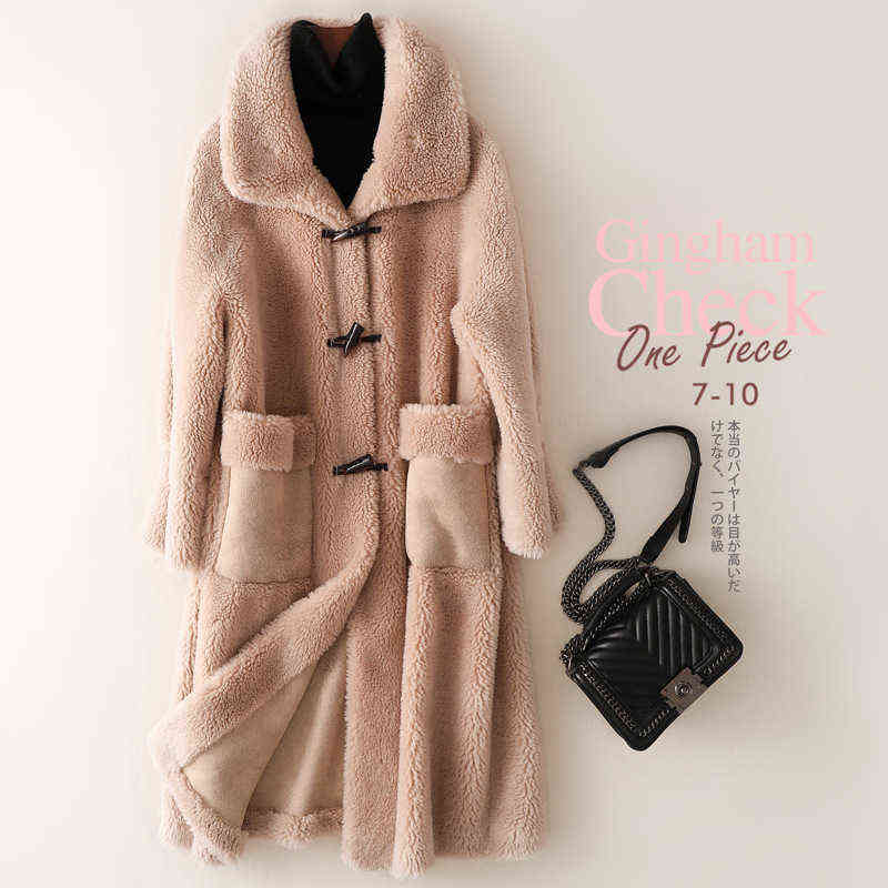 Real Fur Coat High Quality Long Sheep Shearling Women Winter Jackets Wool Casual Coats Korean Style Jaqueta Feminina 211123