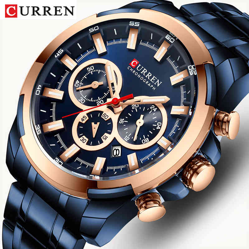 CURREN Men Watch Big Dial Sport Mens Watches Top Luxury Brand Blue Full Steel Quartz Wristwatch Chronograph Military Male Clock 210517, Silver brown
CURREN Men Watch Big Dial Sport Mens Watches Top Luxury Brand Blue Full Steel Quartz Wristwatch Chronograph Military Male Clock 210517, Silver brown