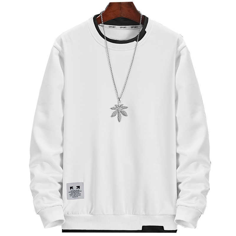 Autumn Mens Sweatshirt O-Neck Long Sleeve Male Hoodies Solid Color Casual Hip-Hop Streetwear Men Pullover Trendy Fashion 210927