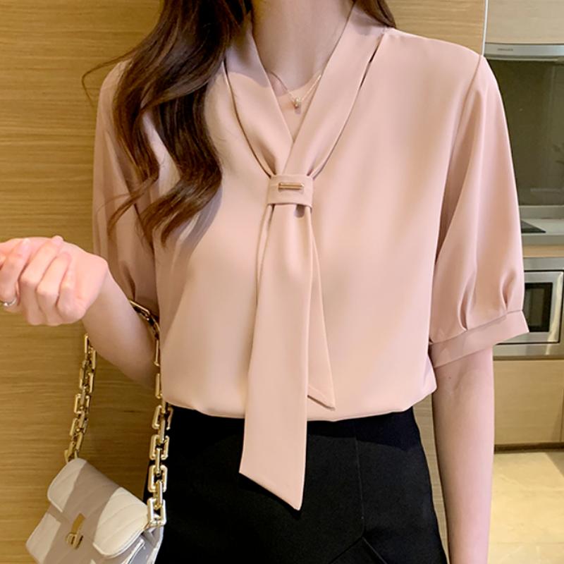 Women's Blouses & Shirts Blusas Fashion Women White 2022 Summer Chiffon Blouse V Neck Tops Short Sleeve Female Clothing With Tie 16385
Women's Blouses & Shirts Blusas Fashion Women White 2022 Summer Chiffon Blouse V Neck Tops Short Sleeve Female Clothing With Tie 16385