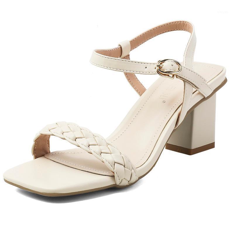 Summer Women's Sandals High-Heeled Thick Square Heel Ribbon Weaving Buckles Casual Shoes For Lady Dress, Ivory
Summer Women's Sandals High-Heeled Thick Square Heel Ribbon Weaving Buckles Casual Shoes For Lady Dress, Ivory