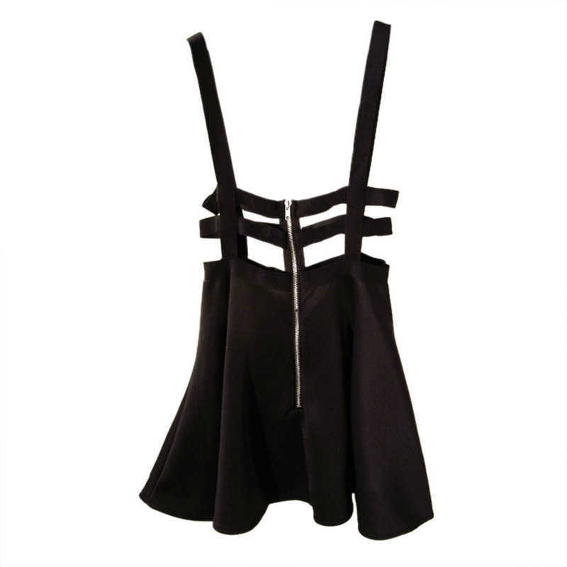 Women Mini Skater Skirt Cute Suspender Clothes Straps High Waist Summer Solid Short s 210621