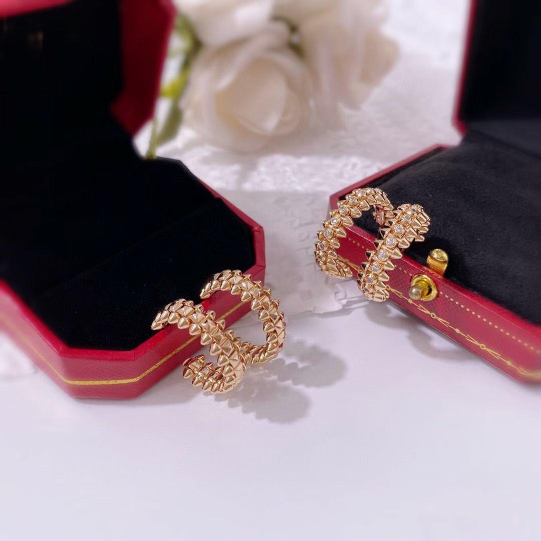 Luxury quality Charm small half round shape drop earring with diamond and no in three colors plated for women wedding jewelry gift have stamp PS7505