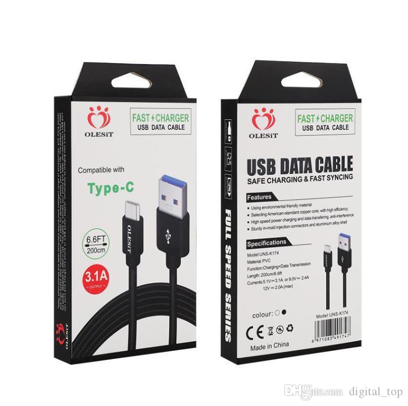 Olesit 3.1A Fast Charger Micro USB Cable Data Type-C Cable 2M 6.6FT 3M 10FT For Samsung Huawei Baseus With Retail Box, White
Olesit 3.1A Fast Charger Micro USB Cable Data Type-C Cable 2M 6.6FT 3M 10FT For Samsung Huawei Baseus With Retail Box, White