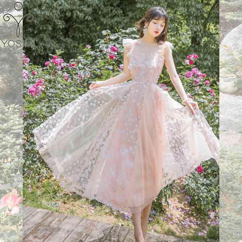 YOSIMI Pink Long Dress Summer Sleeveless Slash Neck Fit and Flare 3D Dot Floral Embroidery Midi Women Party Elegant 210604
YOSIMI Pink Long Dress Summer Sleeveless Slash Neck Fit and Flare 3D Dot Floral Embroidery Midi Women Party Elegant 210604