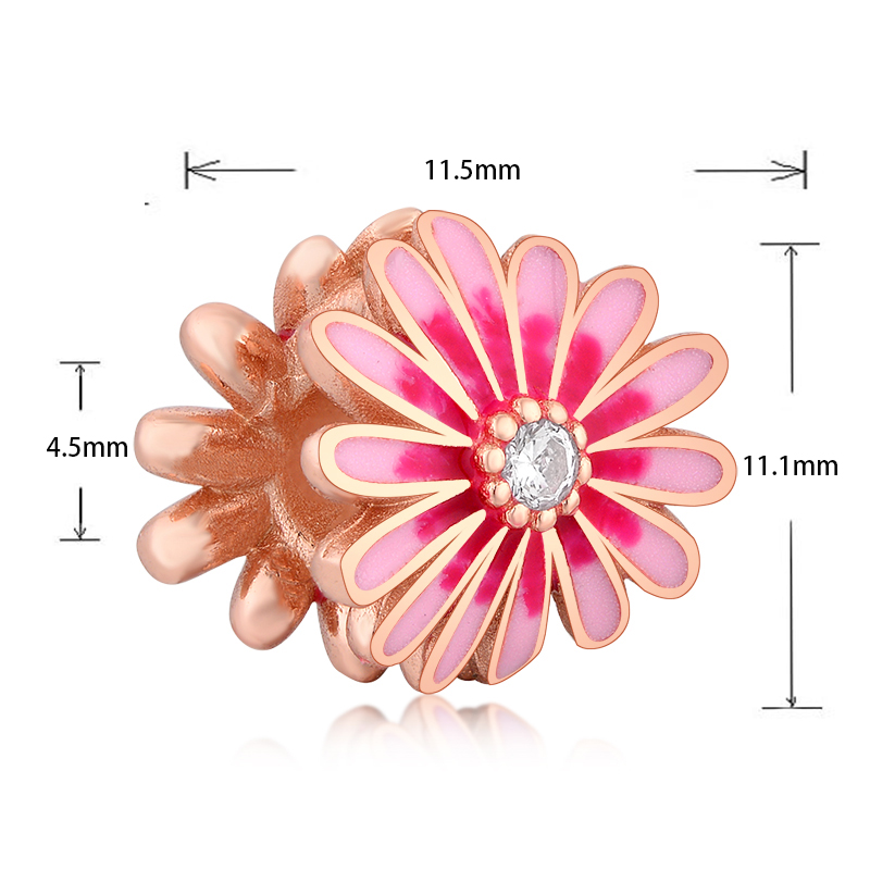 Authentic 925 Silver Fit Original Pan Charm Bracelet Pink Blue Enamel Daisy Flower Blooming Bead For Making Women Berloque
