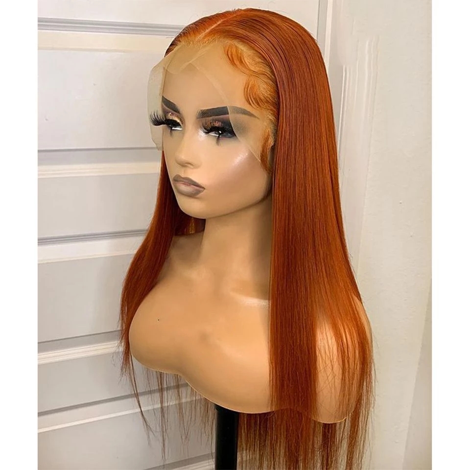 Free shipping Brazilian Ginger Orange Lace Front Wigs For Black Woman Long Soft Natural Straight Synthetic Hair Wig Heat Resistant Cosplay /Party