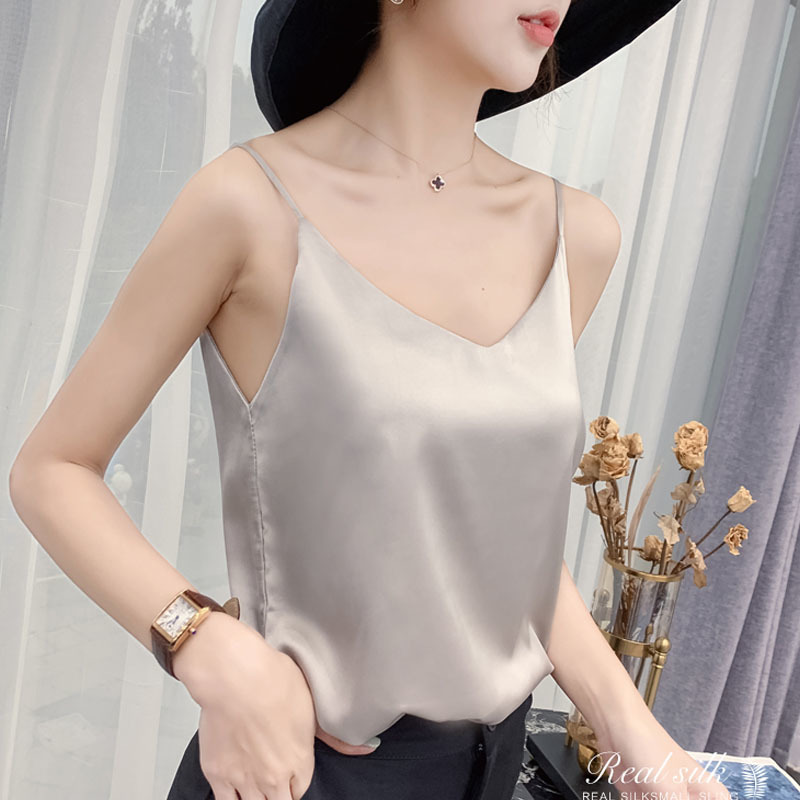 Silk Camis Women Satin Tops Sexy V Neck Vest Basic Tank Woman Sleeveless Solid Plus Size Summer Clothes 13694 210506