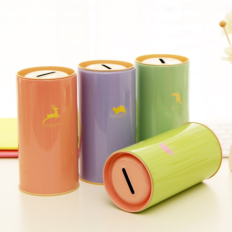 4PCS Animals Candy Color Piggy Bank Metal Money Box Cute Sundries Cans Storage Cans Gift for Kids Home Decor Money Box Supplies
