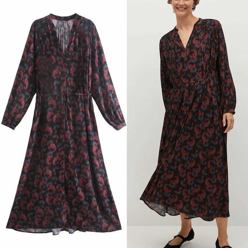 ZA Vintage Paisley Print Midi Dress Women Long Puff Sleeve V Neck Drawstring Waist Dresses Female Chic Front Button Vestido 210602, Black
ZA Vintage Paisley Print Midi Dress Women Long Puff Sleeve V Neck Drawstring Waist Dresses Female Chic Front Button Vestido 210602, Black