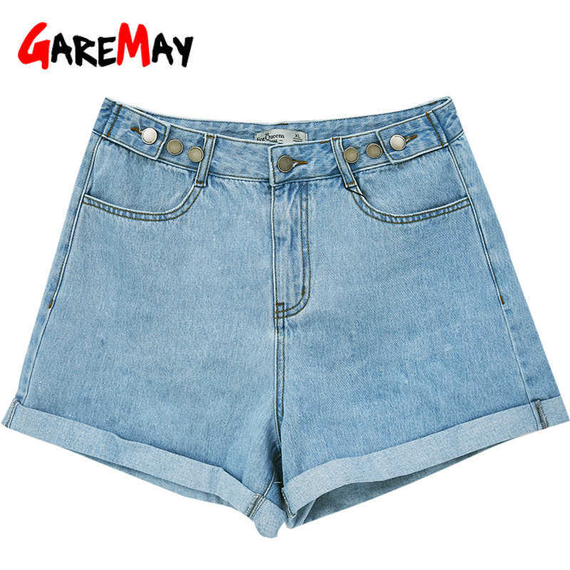 Garemay Women's Denim Shorts Classic Vintage High Waist Blue Wide Leg Female Caual Summer Ladies Jeans For Women 210714