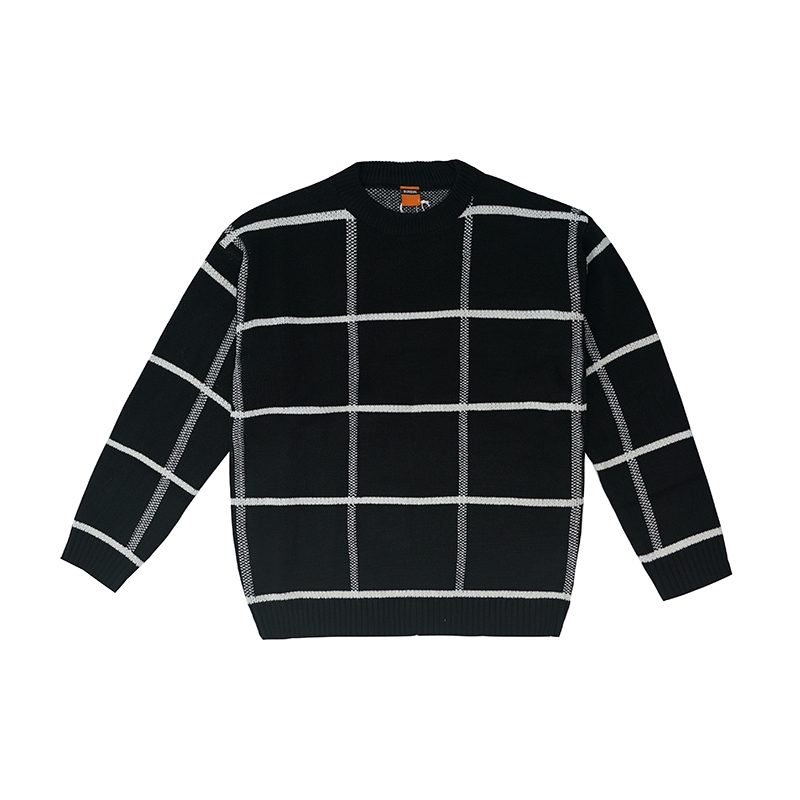 IEFB /men's wear plaid sweater autumn witner Korean style loose pullover knitted tops all-mtch cintage 9Y3248 211008