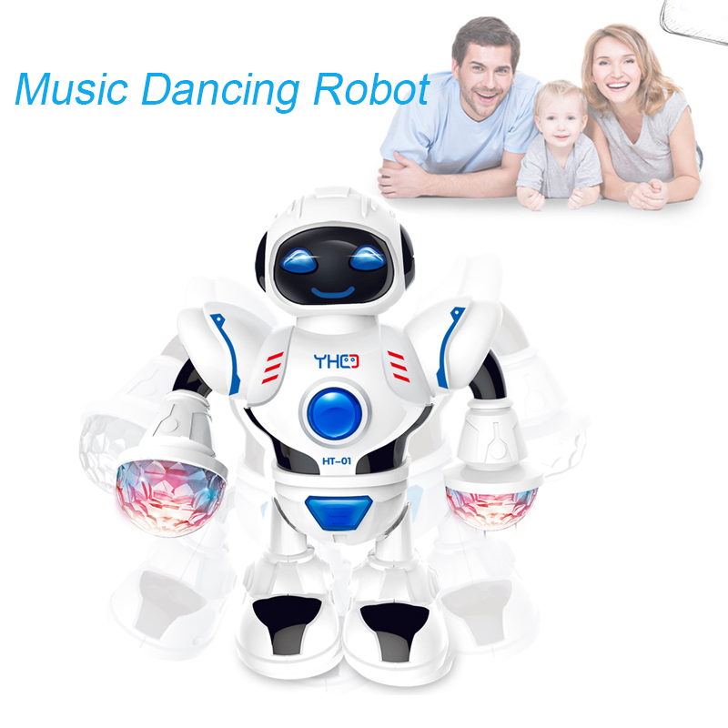 Electronics RobotsDazzling Music Robot Shiny Educational Toys Electronic Walking Dancing Smart Space Robot Kids Music Robot Toys