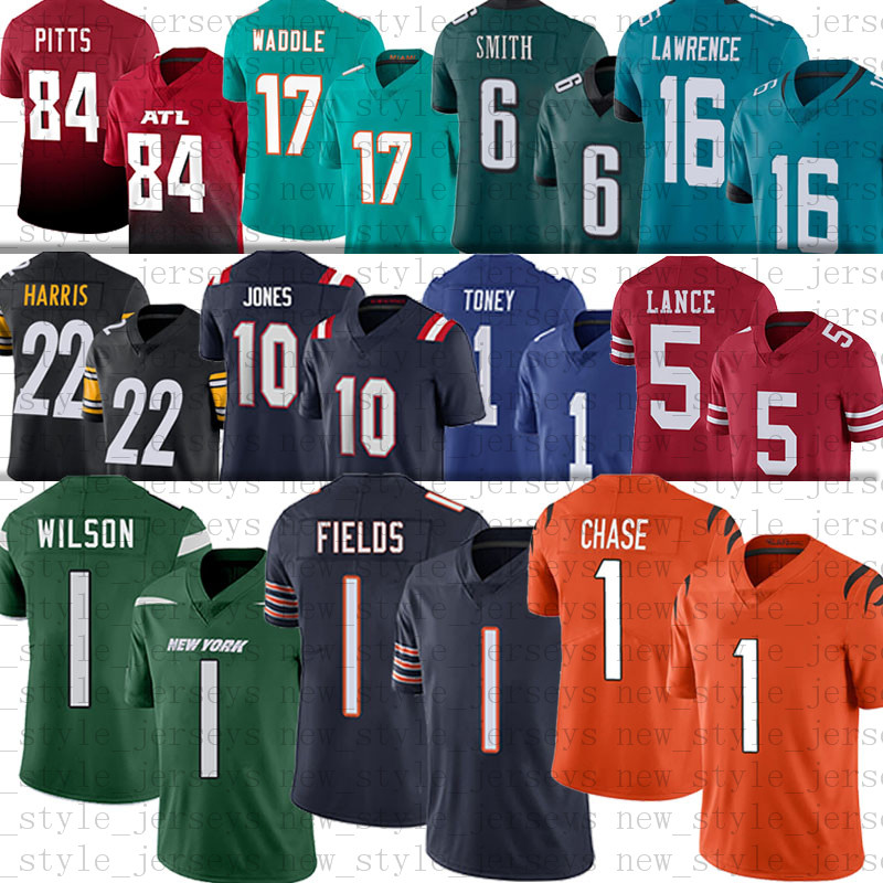 Draft 16 Trevor Lawrence Football Jerseys 5 Trey Lance 1 Zach Wilson 1 Justin Fields 1 Jaylen Waddle Kyle Pitts 6 DeVonta Smith 10 Mac Jones, Men(bu lang)
Draft 16 Trevor Lawrence Football Jerseys 5 Trey Lance 1 Zach Wilson 1 Justin Fields 1 Jaylen Waddle Kyle Pitts 6 DeVonta Smith 10 Mac Jones, Men(bu lang)