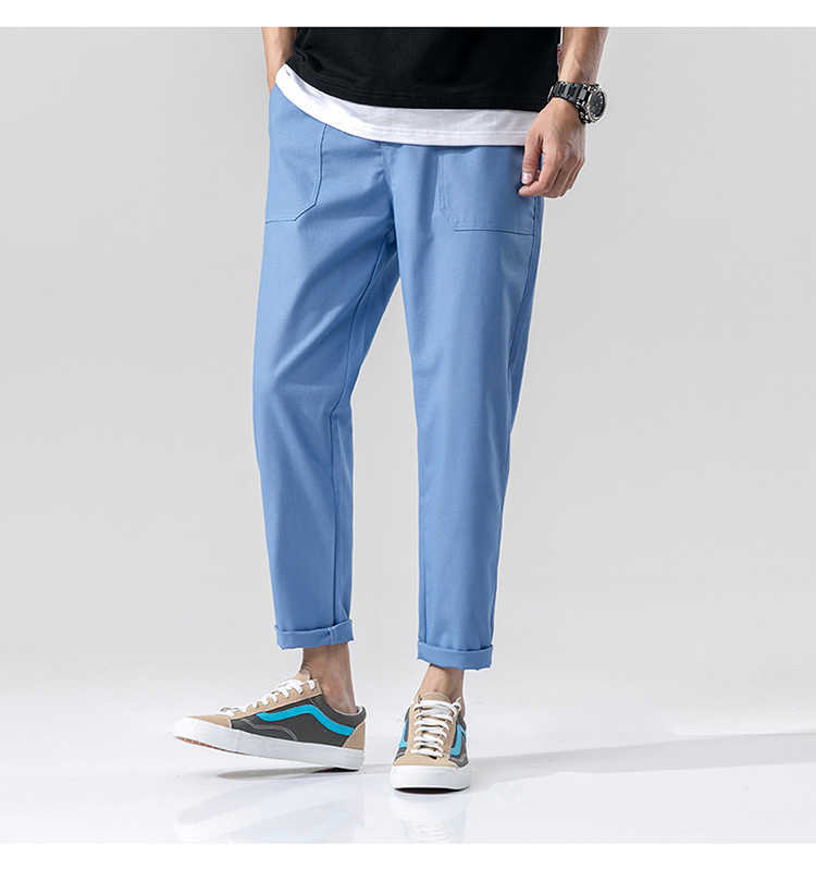 Summer Autumn Korean Fashion Ankle-Length Cotton Linen Pants Men Trousers Black Khaki Joggers Men Harem Pants 5XL 210528