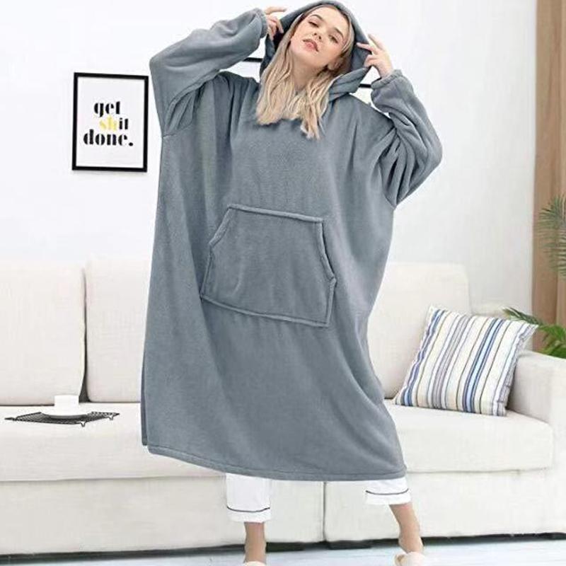 Fleece Blanket Hoodie Womens Sweat Plaid Pullovers Winter Warm Oversized Long With Sleeve Ladies Homewear Sweatshirts Women's Hoodies