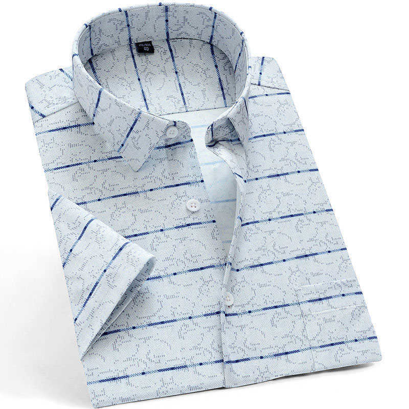 Summer Men's Short Sleeve Casual Shirt Printed Floral Plaid Striped Fashion Breathable Soft Business Dress Plus Size 210721