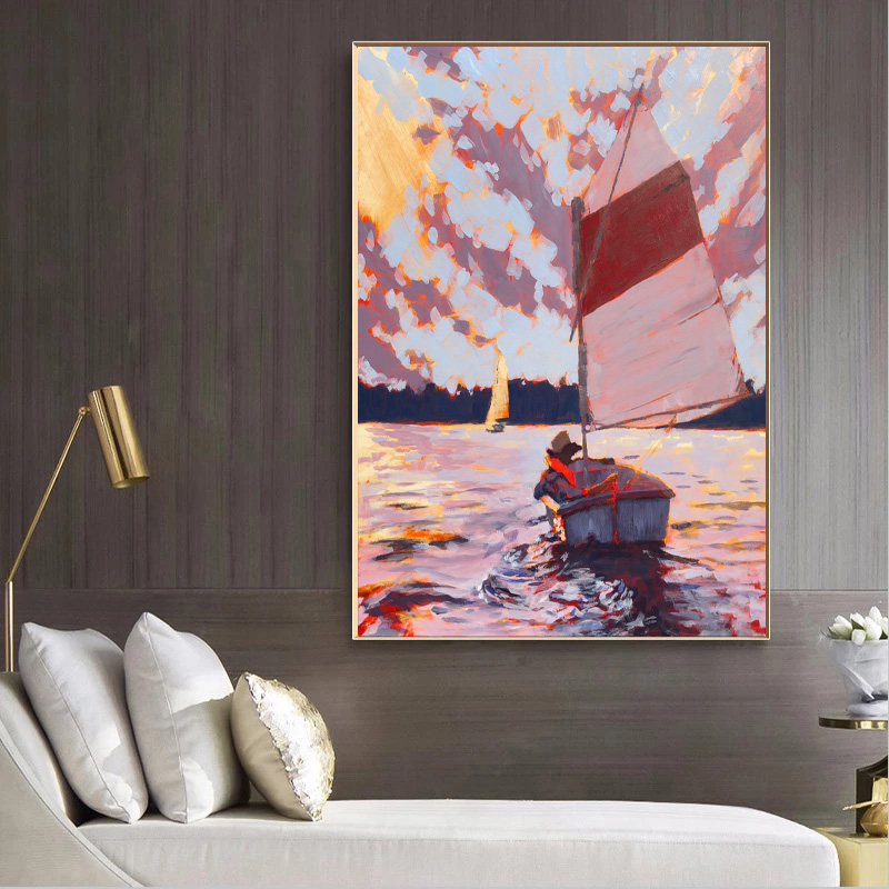 Colorful Boat Wall Pictures For Living Room Canvas Painting Posters And Prints Modern Landscape Home Decor No Frame