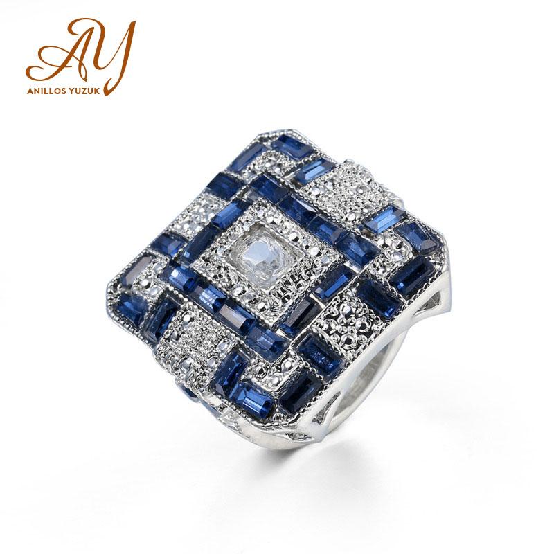 Cluster Rings Anillos Yuzuk 925 Sterling Silver Ring Blue Created Sapphire Gemstone For Women Wedding Engagement Jewelry, Golden;silver
Cluster Rings Anillos Yuzuk 925 Sterling Silver Ring Blue Created Sapphire Gemstone For Women Wedding Engagement Jewelry, Golden;silver