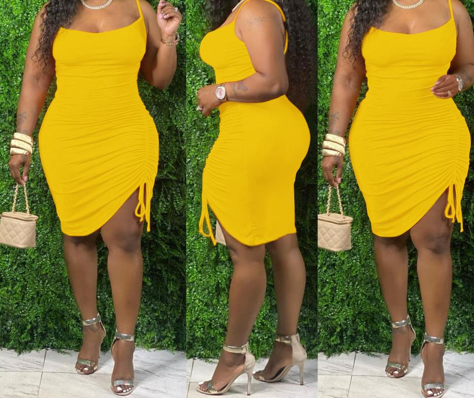 Womens Spaghetti Strap Bodycon Dress Peplum Sexy Tube Club Party Casual Ruched Dresses S-4XL Solid Colors