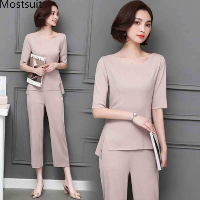 5xl Summer Two Piece Sets Women Plus Size Half Sleeve Tops And Pants Suits Pink Black Casual Office Elegant Women's 210518
5xl Summer Two Piece Sets Women Plus Size Half Sleeve Tops And Pants Suits Pink Black Casual Office Elegant Women's 210518