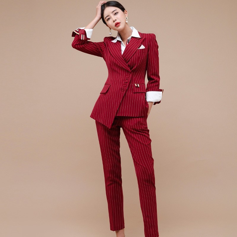 Business Women 2 Piece Pant Set Autumn Winter single-breasted Striped Blazers coat + Office OL Ladies Pencil Trousers Suit 210518, Picture color
Business Women 2 Piece Pant Set Autumn Winter single-breasted Striped Blazers coat + Office OL Ladies Pencil Trousers Suit 210518, Picture color