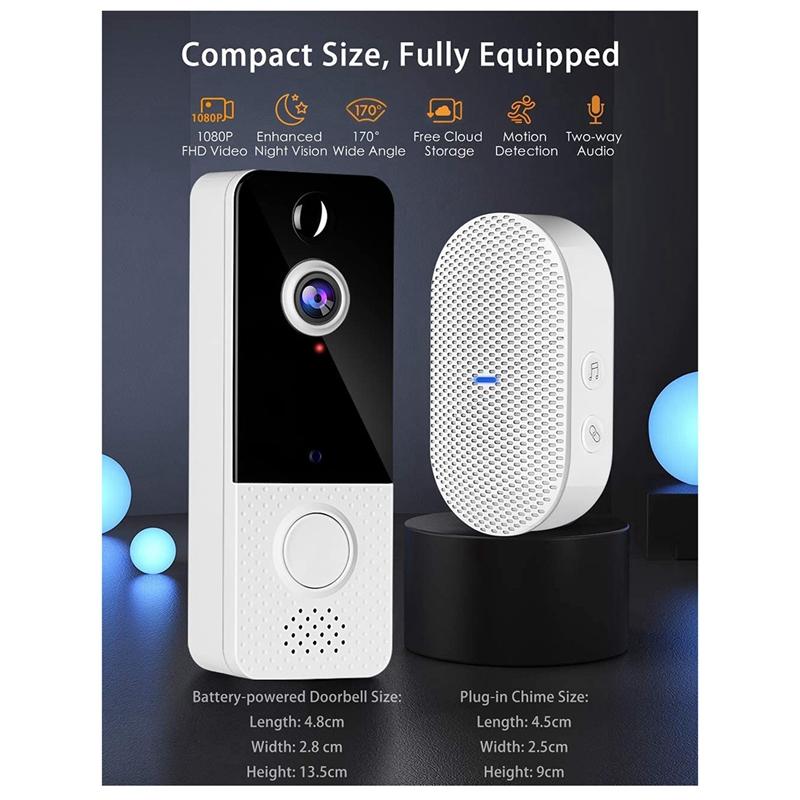 Doorbells Top Deals Video Doorbell Camera,1080P HD Wireless Camera With Chime,Motion Detection,Two-Way Audio,Cloud Storage Us Plu