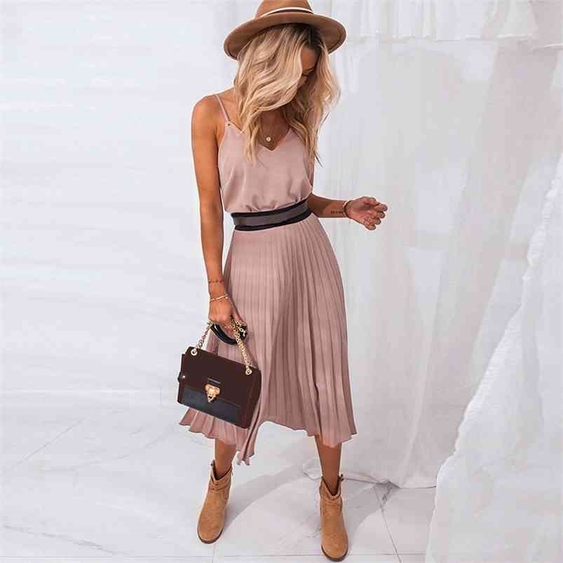 Sexy Women Summer Dress Spaghetti Strap V-Neck Pink Female Pleated Midi Casual Office Ladies Party es 210701
Sexy Women Summer Dress Spaghetti Strap V-Neck Pink Female Pleated Midi Casual Office Ladies Party es 210701