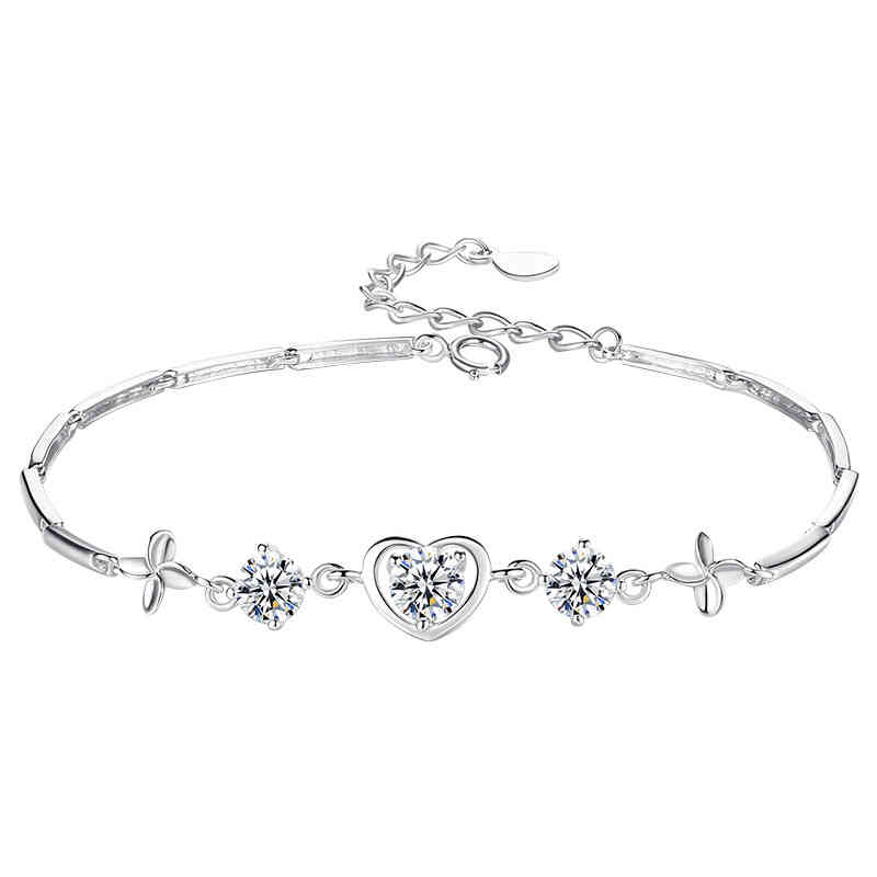 New 925 Silver Bracelet Zircon Heart-shaped Four-leaf Clover for Woman Charm Jewelry Gift, Golden;silver
New 925 Silver Bracelet Zircon Heart-shaped Four-leaf Clover for Woman Charm Jewelry Gift, Golden;silver