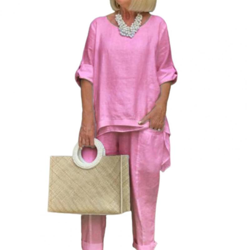 Women's Two Piece Pants Oversize Women Sets Solid Color Irregular Hem Linen Blend Outfits O Neck Blouse Elastic Waist Suit 2022, White
Women's Two Piece Pants Oversize Women Sets Solid Color Irregular Hem Linen Blend Outfits O Neck Blouse Elastic Waist Suit 2022, White