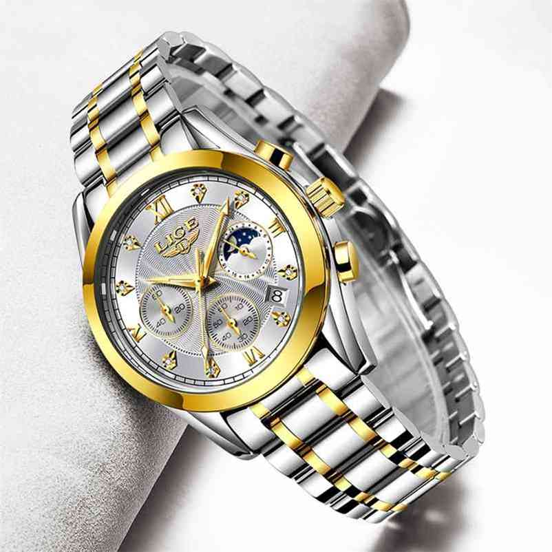 LIGE Fashion Women Watches Ladies Brand Luxury Stainless Steel Calendar Sport Quartz Waterproof Montre Femme 210616, Silver black
LIGE Fashion Women Watches Ladies Brand Luxury Stainless Steel Calendar Sport Quartz Waterproof Montre Femme 210616, Silver black