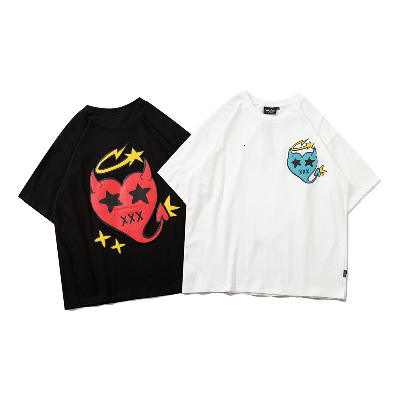 fashion t shirt impass national trend funny love printing short sleeve women's loose 2021 summer considerate couple, White;black
fashion t shirt impass national trend funny love printing short sleeve women's loose 2021 summer considerate couple, White;black