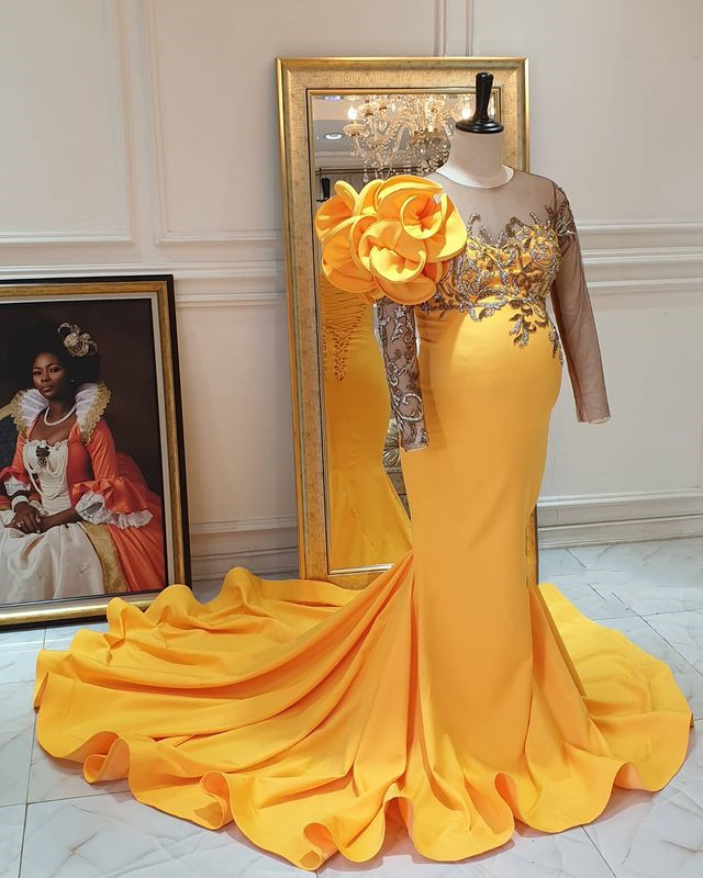 Plus Size Arabic Aso Ebi Mermaid Pregnant Lace Prom Dresses Sheer Neck Maternity Evening Formal Party Second Reception Gowns Dress ZJ422