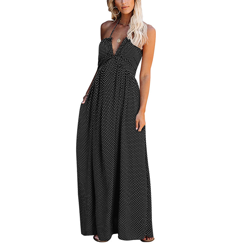 Women Dress V Neck Sleeveless Printed Bohemia es Sexy Long Floral Maxi Backless Bandage Plus Size es 210513
