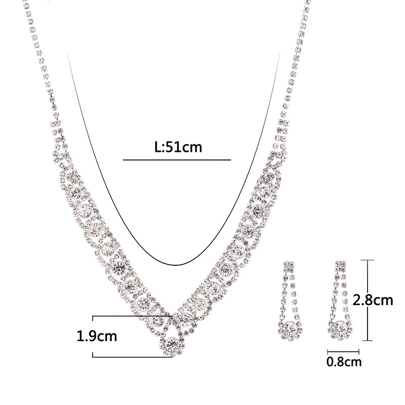 Rhinestone Crystal Bridal Jewelry Sets for Women Necklace Earrings Set Wedding Jewelrys Accessories